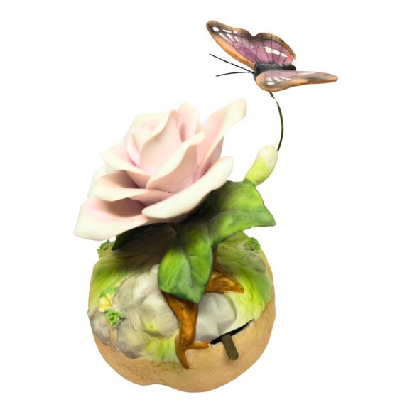 Vintage Ceramic Enesco Wind-Up Music Box Everything Is Beautiful Butterfly - Picture 1 of 7